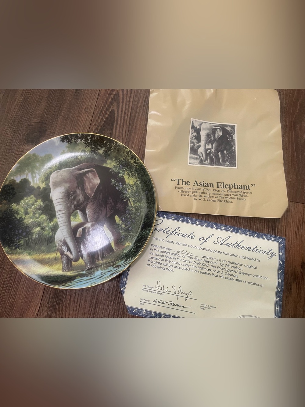 The Asian Elephant- W. L. George 8 1/2 Inch Collector Plate ,1989